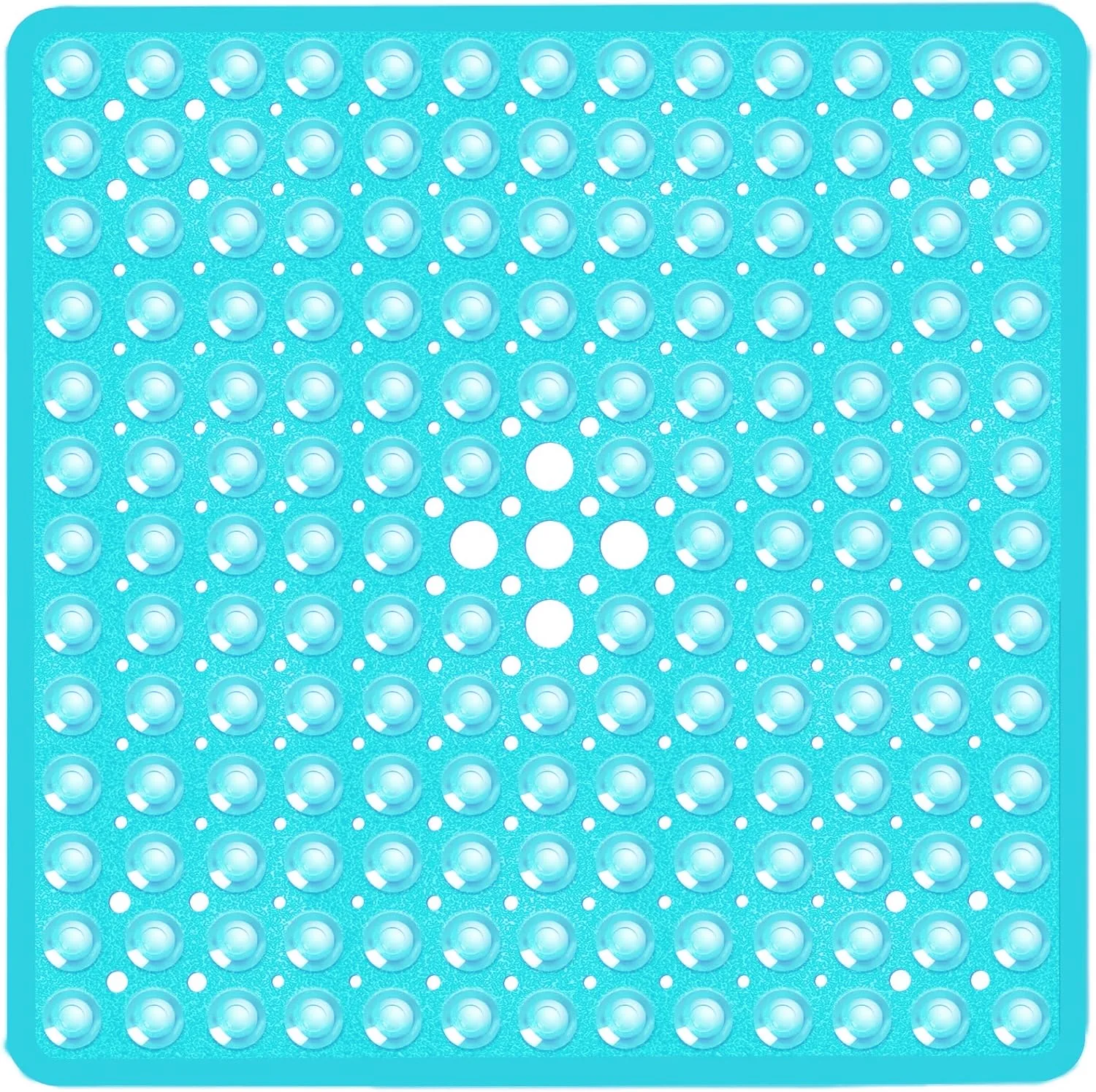 Square Non-Slip Shower Mat - 21x21 Inch Secure Grip Bathroom Floor Mat - Clear