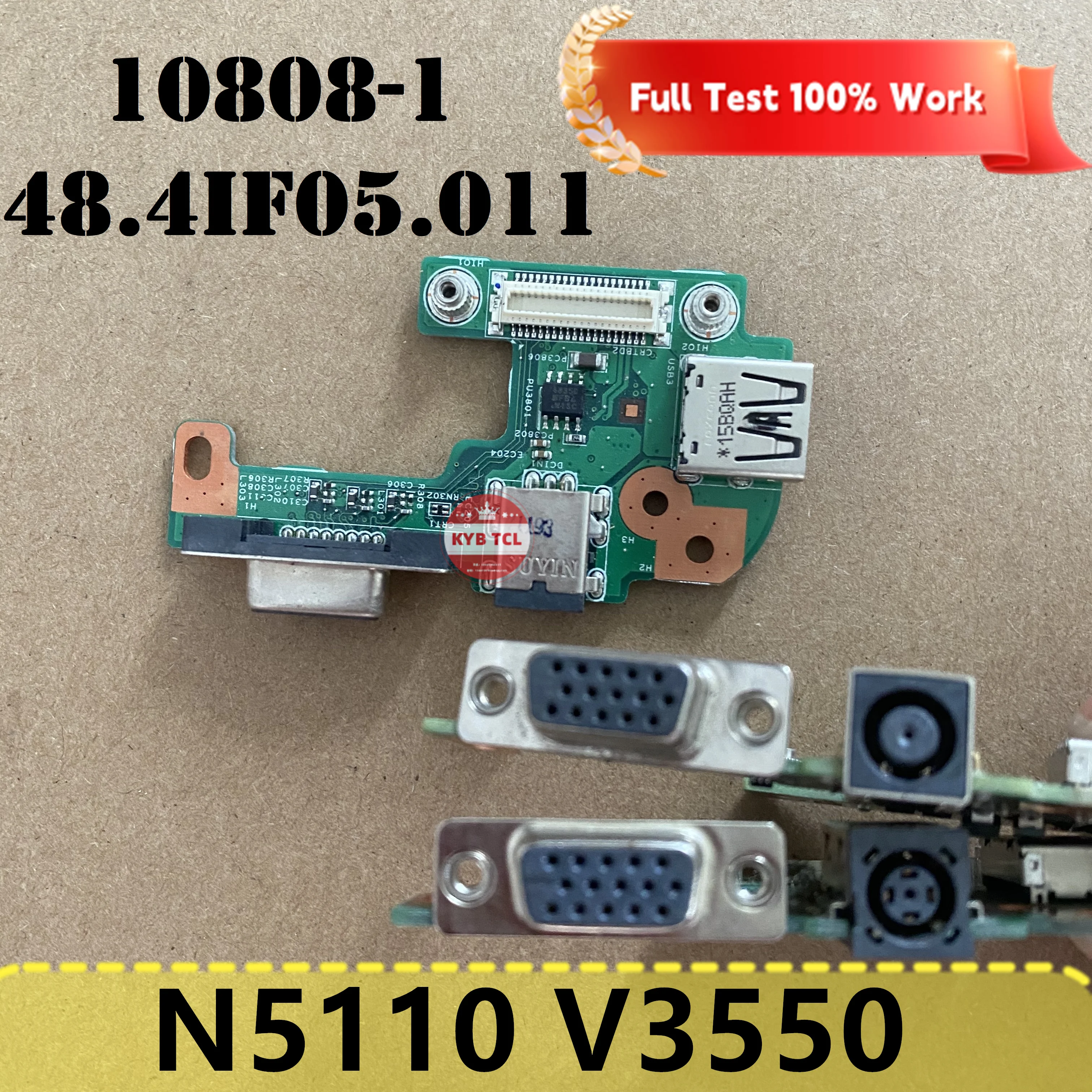 

For Dell Inspiron N5110 V3550 3550 Genuine Laptop DQ15DN15 CRT AC DC JACK USB VGA Board 48.4IF05.011 10808-1 Notebook