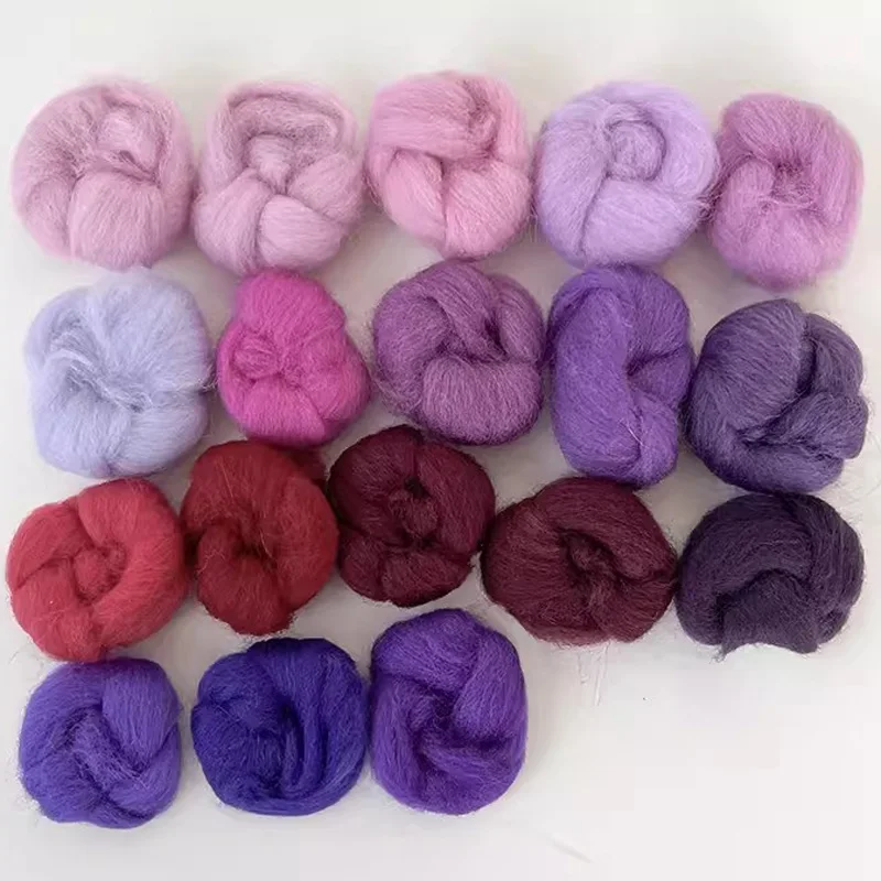 Purple For Needle Felting KitBlended Roving , Needle Felting Wool, Hand Dyed Wool Top, Merino Mixed Natural Wool Roving