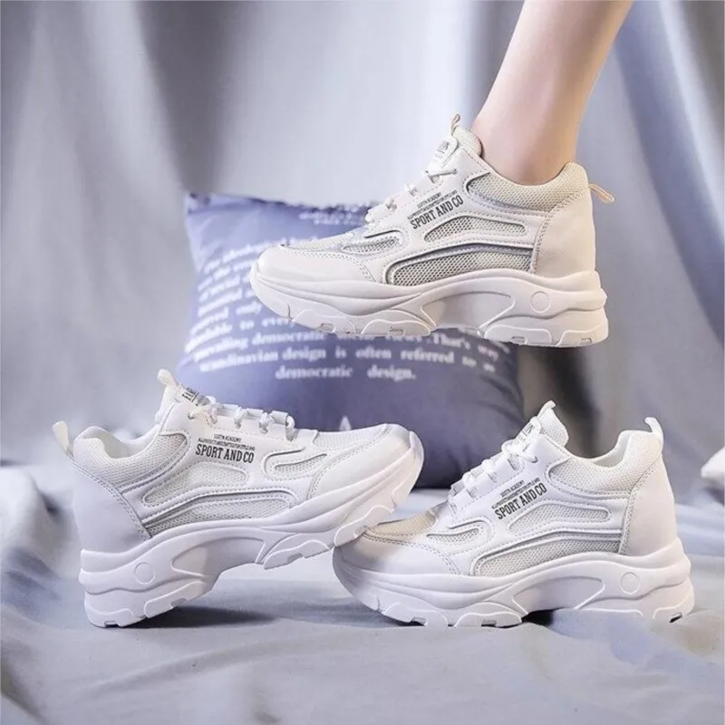 Sneakers Women Height Increase Platform Running Shoes Breathable Soft Sport Wedge Footwear 6985