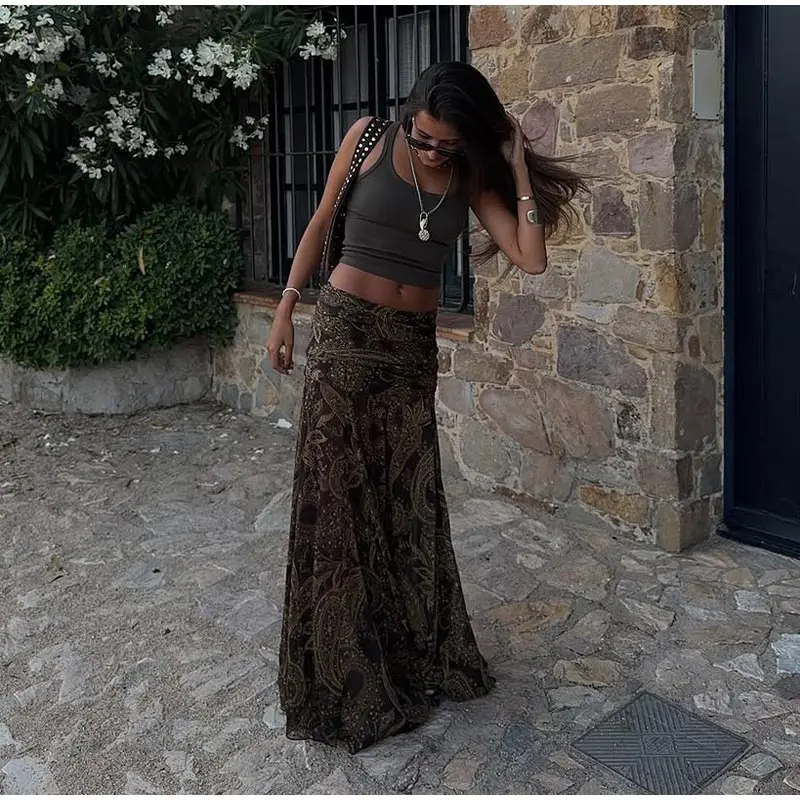 Y2K Chic Print Asymmetric Maxi Skirts Women Fashion High Waist Pleated A-line Skirt 2025 Summer Autumn Beach Party Streetwear S27a091949d8d427a9b393bff660abc03s