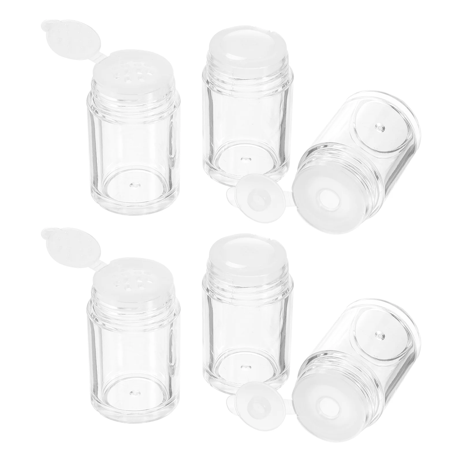 

6 Pcs Manicure Loose Powder Bottle Miss Travel Glitter Jar Open-hole Plastic Refillable Makeup Portable