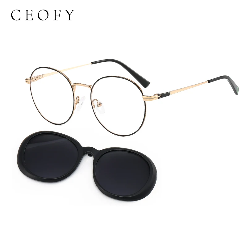 

CEOFY Women Men Clip On Glasses Optical Glasses Polarized Sunglasses Round Magnetism Stylish Classic Eyewear Eyeglasses