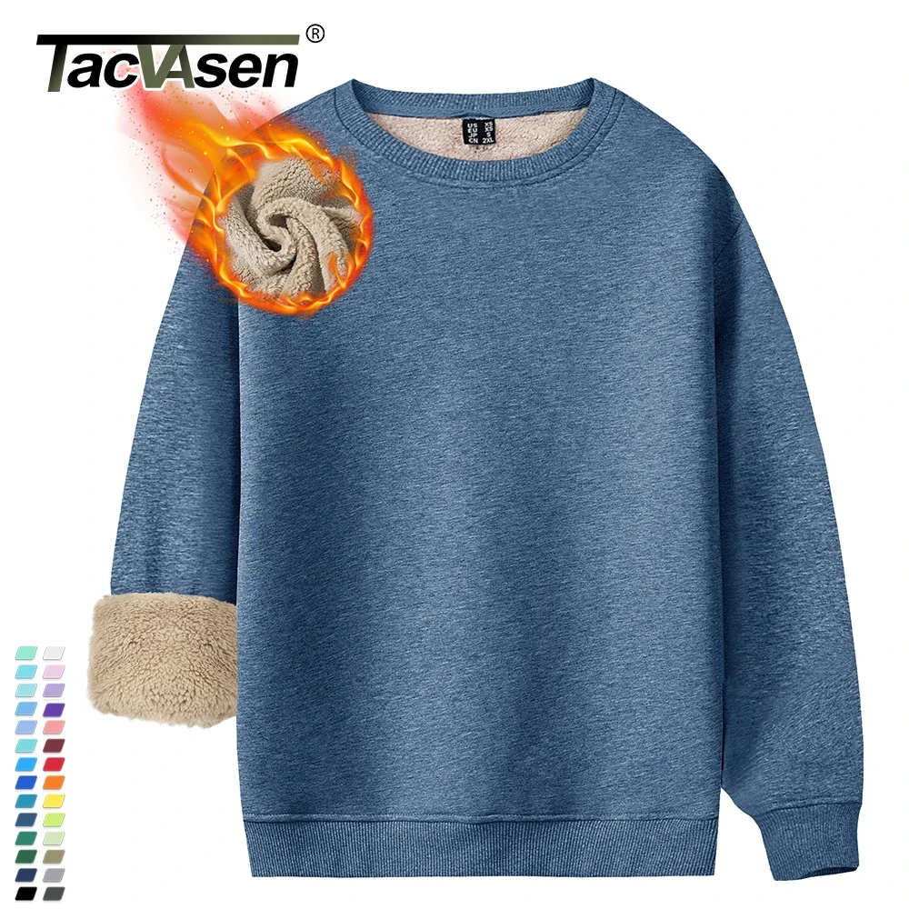 TACVASEN Men’s Fleece Crewneck Sweatshirt Warm Sherpa Lined Heavy Thicken Underwear Winter Pullover Tops Shirts No Hood Hoodie