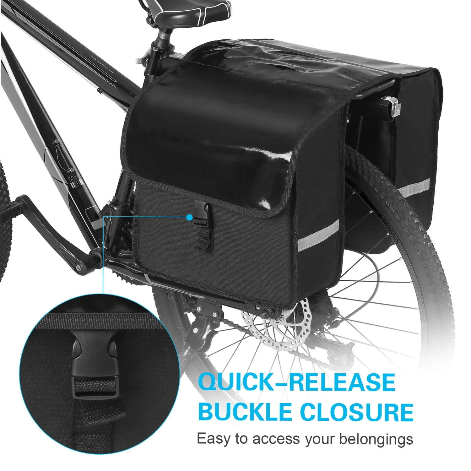 Water Resistant Bicycle Rear Seat Carrier Bag, 28L Capacity