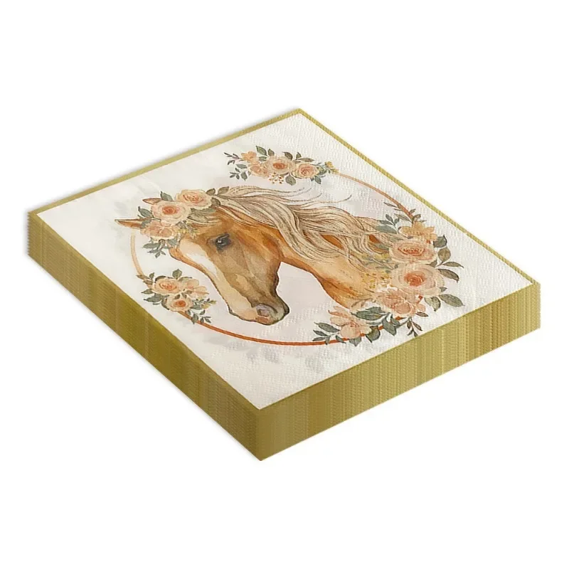 Western Cowboy Horse Racing Kids Girls Birthday Party Decoration Printing Creative Ambiance Restaurant Napkins Paper Placemats paper napkins tissue paper decoration