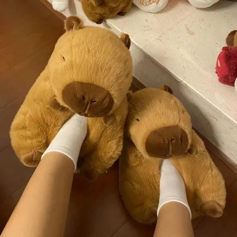 

Capybara Plush Slippers Women Cartoon Soft Animals Plushy Shoes Cozy Cute Capibara Winter Indoor Foot Warmer Slipper Kapibala