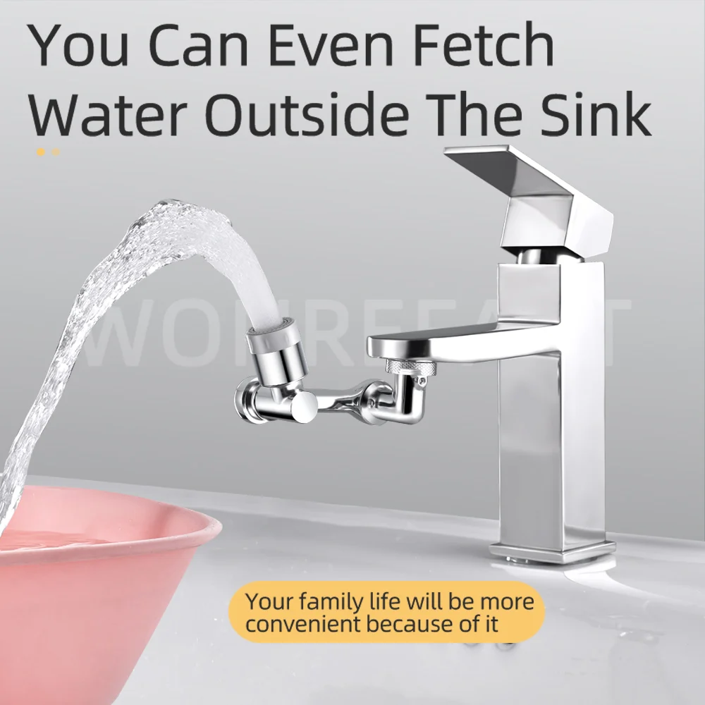 Gold mechanical arm universal faucet face wash basin splash proof extension connector can be rotated bathroom Fauce water nozzle 3