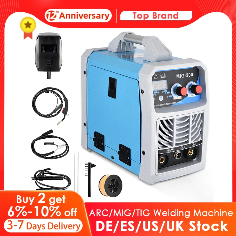 

ARC/MIG/TIG Digital 3 in 1 Welding Machine Welding Gun,Grounding Clip,Mask,Brush,Rods,Welding Wire welding machine 3 in 1