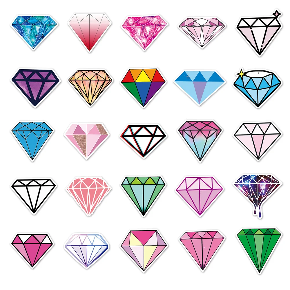 50pcs Shine Diamond Stickers For Stationery Journal Ipad Laptop Guitar DIY  Vintage Sticker Pack Scrapbooking Supplies Aesthetic