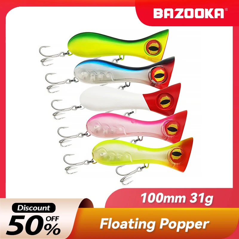 

Bazooka Popper Fishing Lure Micro Tackle Topwater Hard Bait Crankbait Floating Wobblers Plastic Pike Carp Winter Hooks Sea Bass