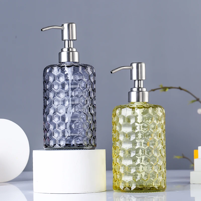 Soap Dispenser Soap Dispenser Bottle European-style 500ml Glass Soap Dispenser Thickened Glass Bottle Shampoo Shower Gel Press Bottle Bathroom Decoration Accessories