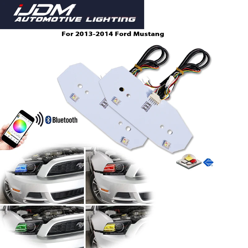 

For 2013-2014 Ford Mustang Wireless Bluetooth APP Remote Control RGBW MultiColor LED DRL Headlight Circuit Board Lights Kit 12V