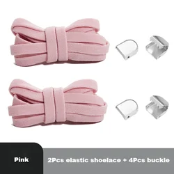 Elastic No-Tie Shoe Laces with Quick Fastening Clips - Versatile Shoe Accessories (Pink)