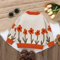 Autumn Baby Sweater Knitted Newborn Kid Clothes Fashion Cute Cartoon Florals Tops Warm Infant Boy Girl Pullover Long Sleeve Warm 2