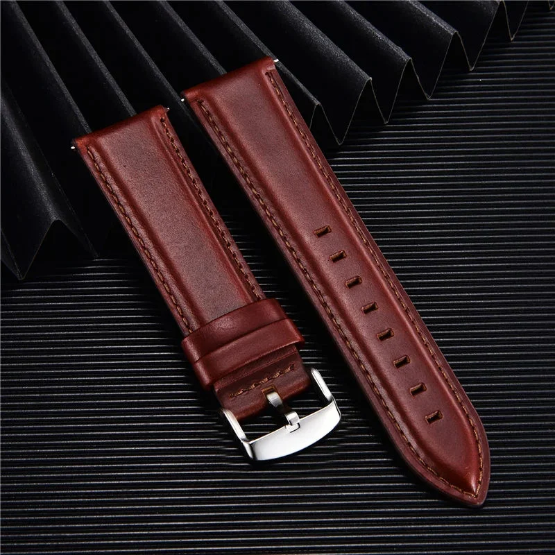 Elegant Leather Watchbands - Quick Release Business Strap Bracelet in Black and Brown