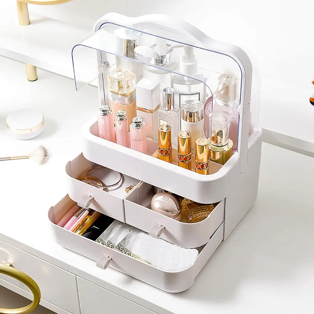 Deluxe Waterproof Cosmetic and Skincare Organizer with Lid and Drawer