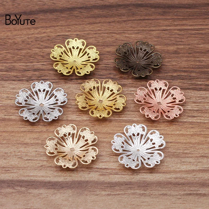 BoYuTe 금속 황동 스탬핑 32mm 선조 꽃 파인딩, DIY 빈티지 쥬얼리 액세서리, 수제 재료, 50 개 로트