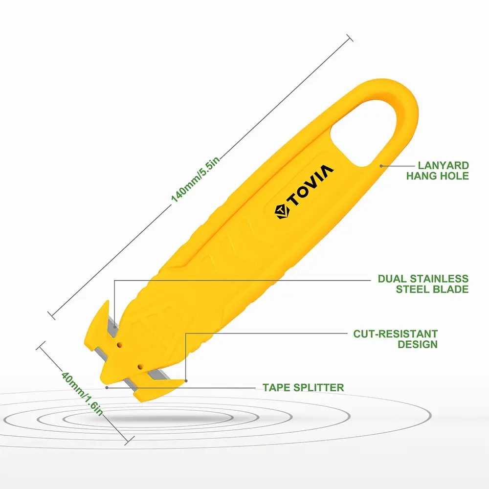 Box cutter T TOVIA Box Opener Double-sided Blade Safety Utility Knife Parcel Package Tape House Office Security Knife Tools