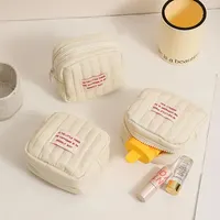 1pc Minimalist Sanitary Cotton Bag, Cream Vent, Red Bag, Zero Wallet, Cotton Fabric Makeup Bag 1