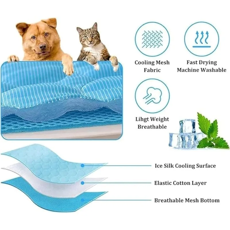 Summer Pet Cooling Mat Self Cooling Pad For Dog And Cat Waterproof Sleeping Bed Pillow Cushion Pad For Indoor Outdoor Use_voghion.com