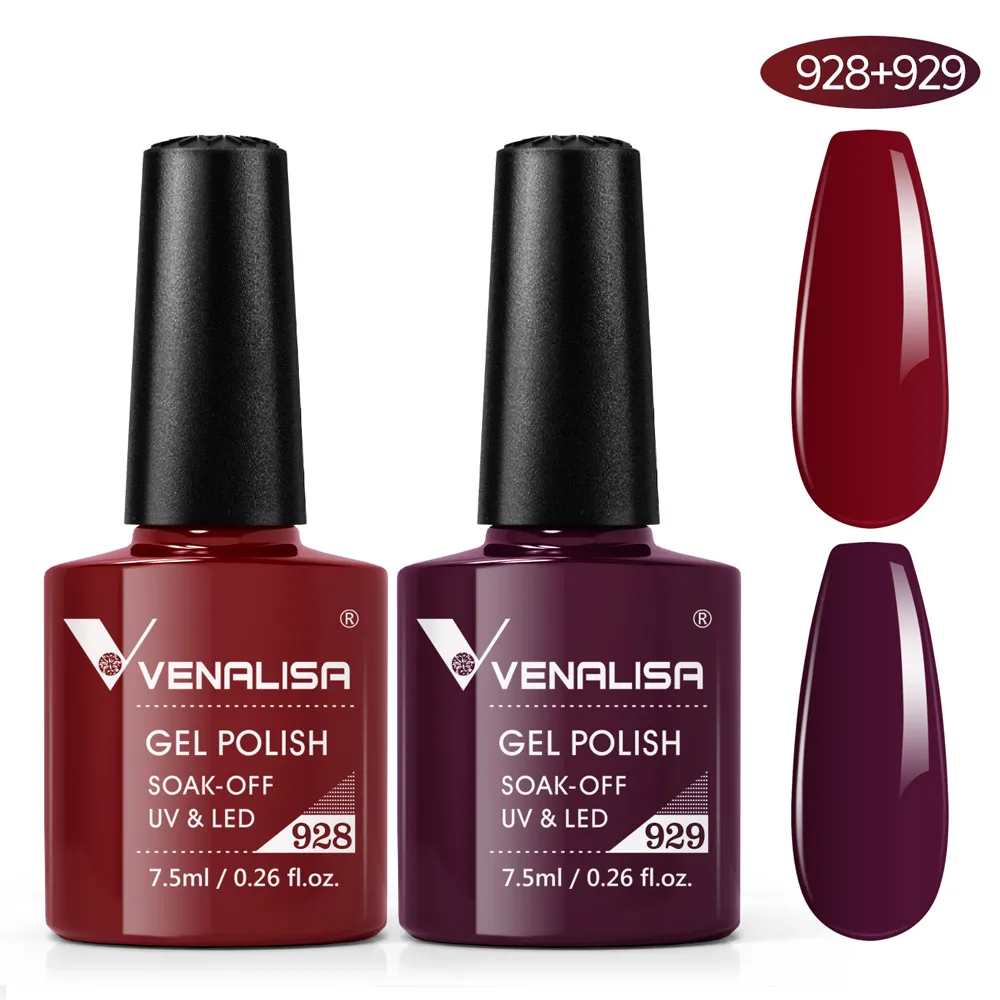 2pcs*7.5ml VENALISA Nail Gel Polish Full Coverage Gorgeous Color Base Nowipe Top Coat Soak Off UV LED Gel Lacquer Semi Permanent