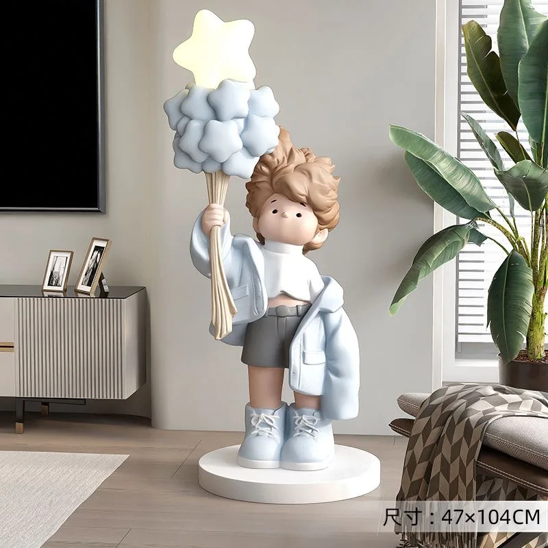 

Trendy Fun Ins Style Heal Little Boy Living Room Large Floor Standing Ornaments Bedside Lamp Home Decoration Statue Sculpture