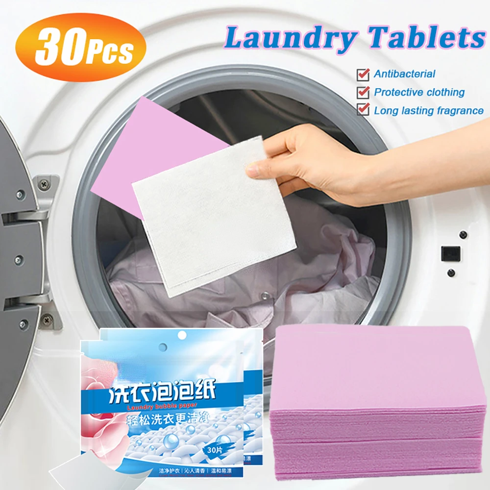 30Pcs Washing Powder Sheet Soap Cleaning Tablet Detergent In Strips For  Washing Machine Laundry Tablets Laundry Detergent Sheets