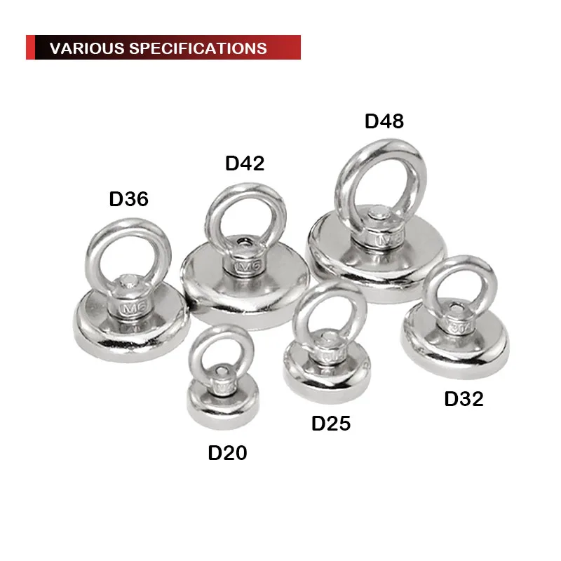 1pc Super Strong Neodymium Magnet Pot Fishing Salvage Magnets Hooks Round Powerful Magnetic Hook Sea Fishing Magnet Searcher