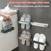 Bathroom Slipper Shelf No Punching Wall Mounted One Piece Shoe Rack Space Saving Shelf Bathroom Hanging 1