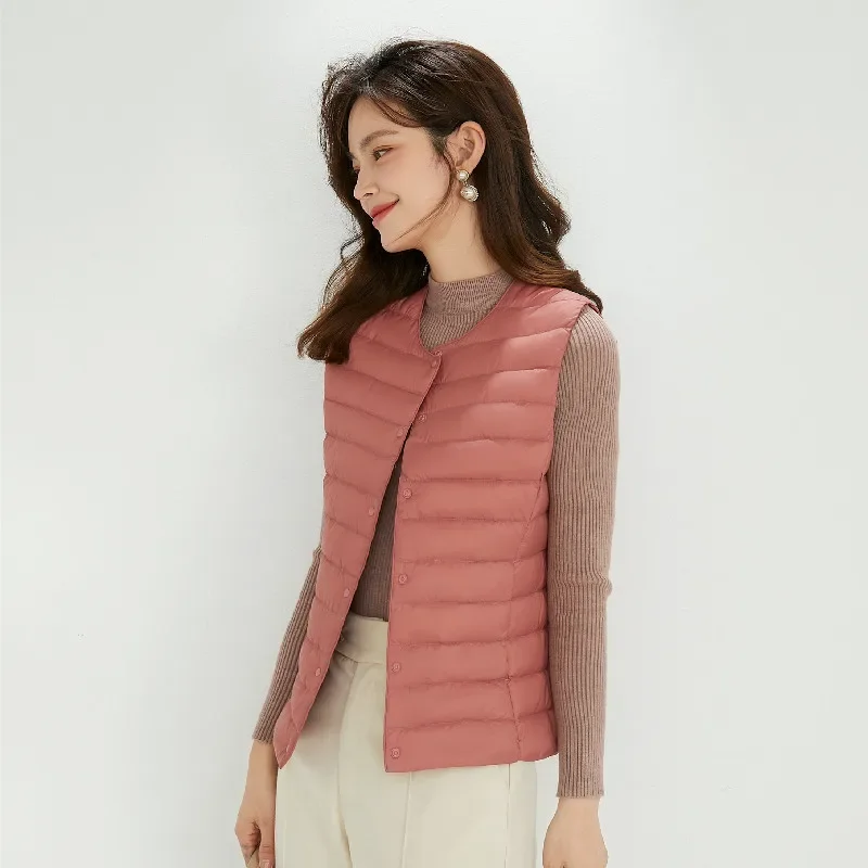 Women Sleeveless Vest New 90% White Duck Down Female Slim Warm Inner Ultra Lightweight Packable Down Liner Jackets 3
