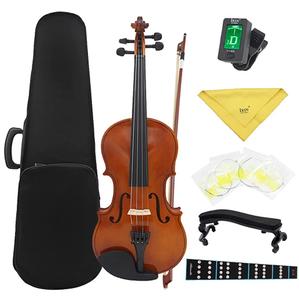 Violin 4/4 Full Size Kit Case Bow Extra Strings Rosin Tuner Violin Fiddle Set Beginner Adults Student