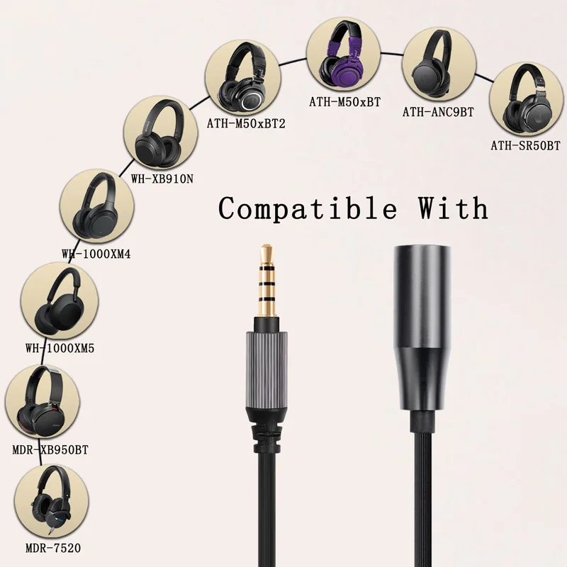 Headphone Cable 3.5mm To 4-Pin XLR Balance Cable For SONY WH-1000XM5 XM4 XM3 MDR-XB950BT MDR-7520 ATH-M50XBT2 Audio Cable