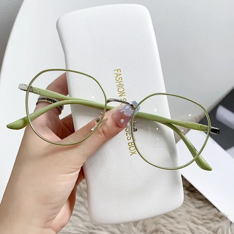 Eyeglass Frames Women Anti Blue Light Computer Glasses Ins Metal Round Glasses Decor Spectacle Frame 0 Diopter