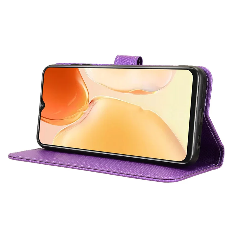 Luxury Diamond Pattern PU Leather Wallet Case with Lanyard - Elegant Phone Cover
