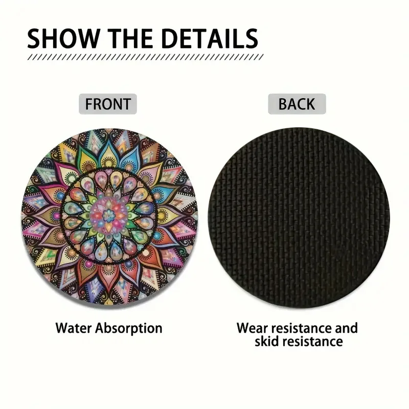 Cup Holder Coasters Cup Holder Inserts Cup Holder Insert 2Pcs/set 7cm Car Cup Holder Vintage Mandala Flower Silent Anti-Slip Silicone Insert Coaster Mat Universal Interior Accessories