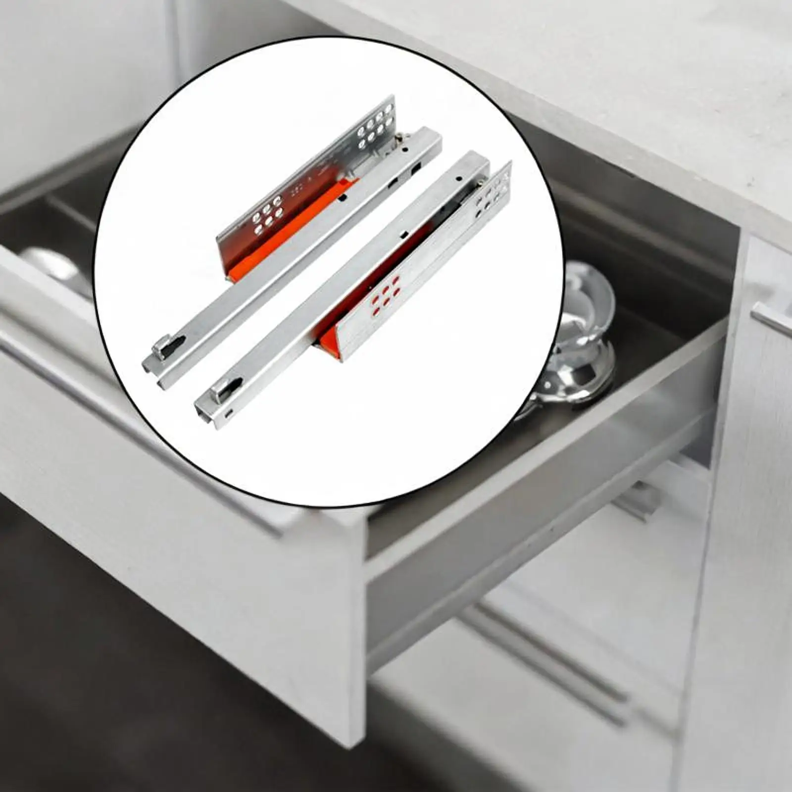 2Pcs Drawer Slides Metal Heavy Duty Simple Appearance Easy to Install Soft Closing for Cabinet Kitchen Bath Dresser Furniture 2Pcs Drawer Slides Metal Heavy Duty Simple Appearance Easy to Install Soft Closing for Cabinet Kitchen Bath Dresser Furniture