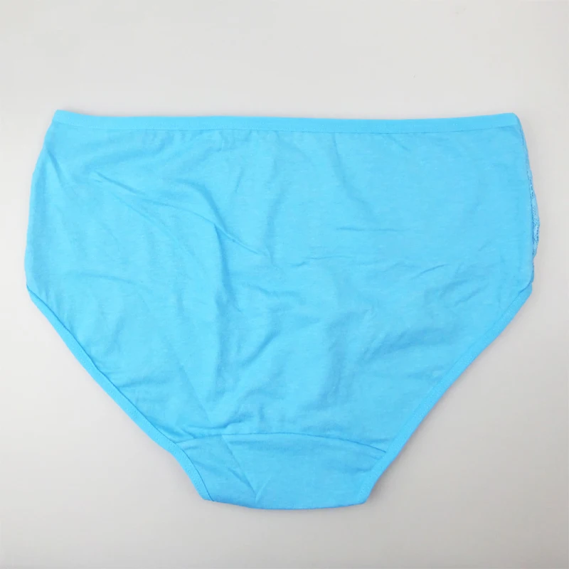 6 Pcs / Lot Plus Size High Waist Solid Color Women Cotton Lace Briefs  Panties XXL 3XL 4XL 6957