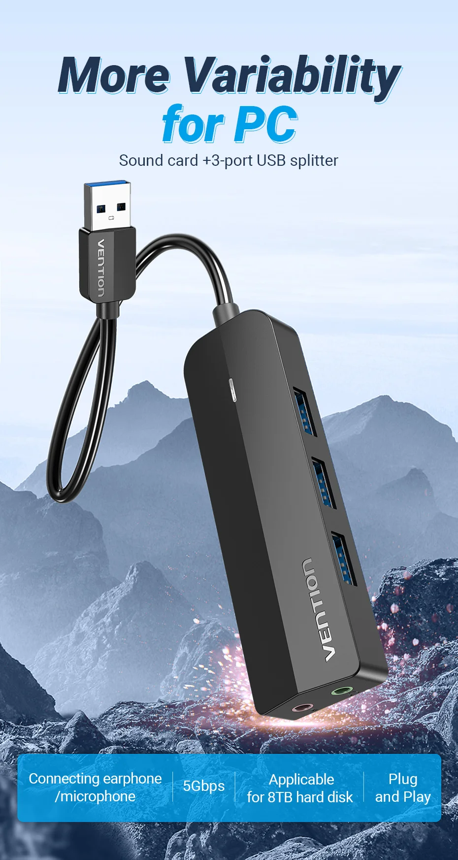 1 externo placa de som usb para