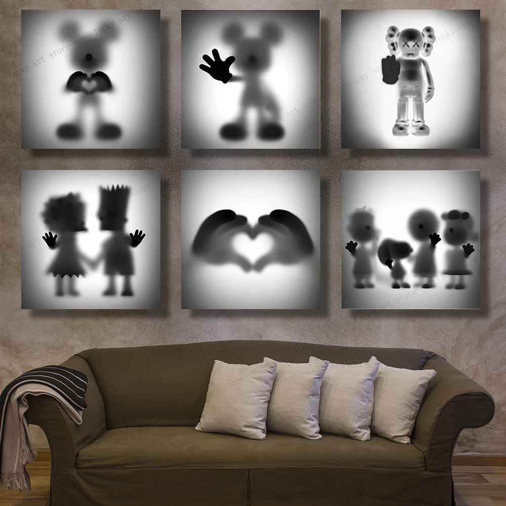 Disney Posters Canvas Paintings Mickey Picture Black and White Minnie Prints Wall Art Kids Room Living Home Decor |