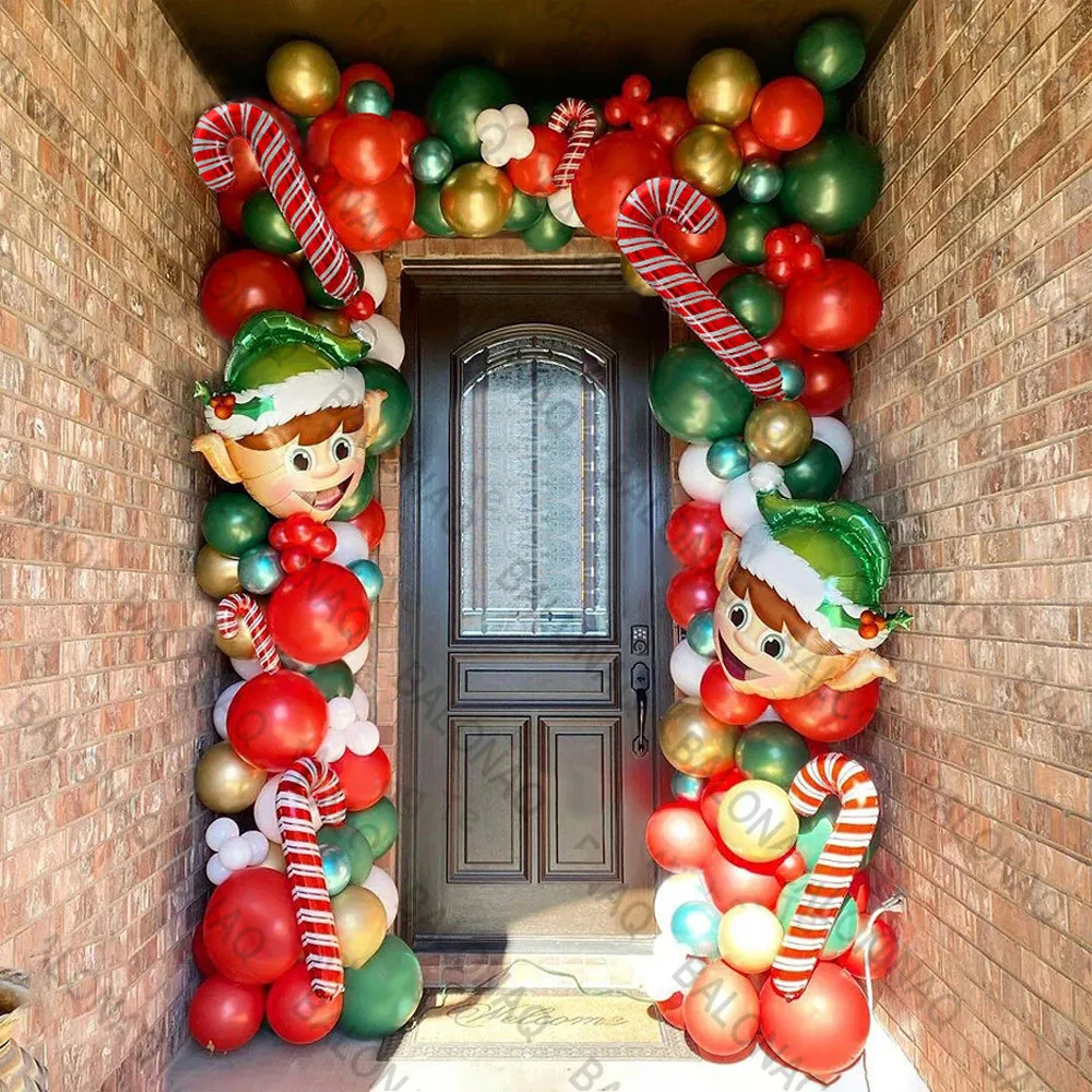 Christmas Balloons Set Garland Arch Kit Red White Metallic Gold Green Balloon for Christmas Party Decorations 2025 New Year
