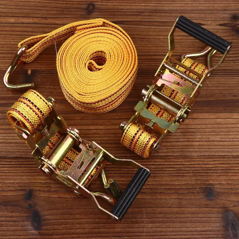 Heavy Duty Ratchet Tie Down Straps with Double Hook for Secure Cargo Transport