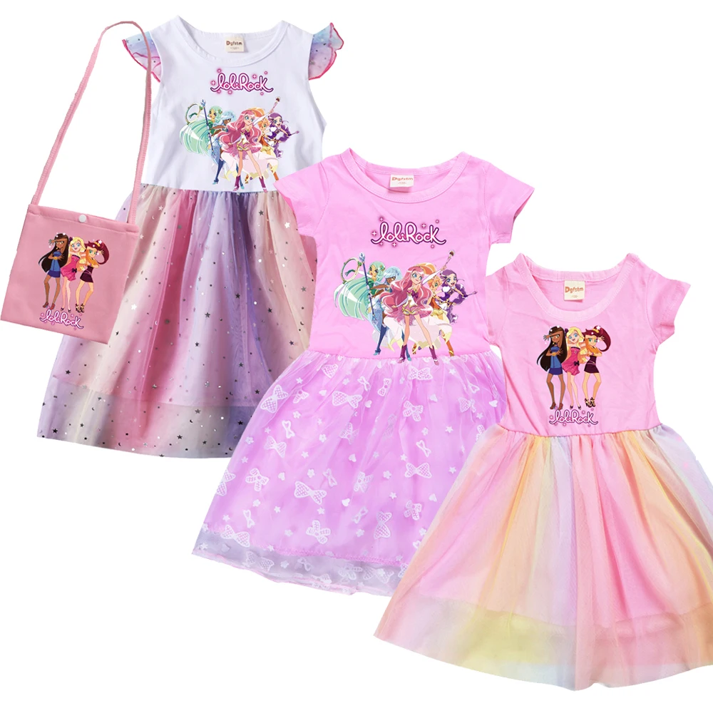 Robe de dessin animé Loli Rock pour enfants, robes magiques pour bébé  fille, vêtements pour enfants, costume de cosplay, manches volantes, robe  décontractée, sac gratuit - AliExpress