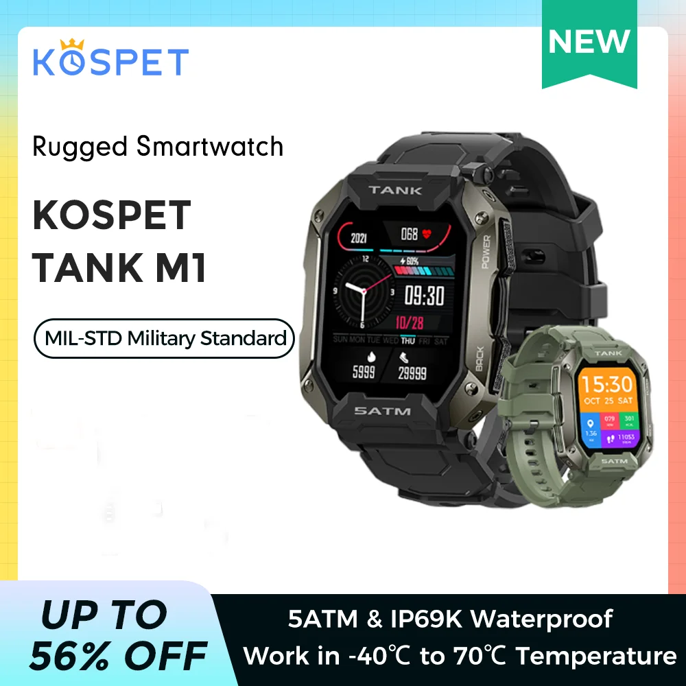 New Smartwatch 2022 Kospet Tank M1 Rugged Outdoor Smart Watch Blood  Pressure 5atm Ip69k Waterproof Bluetooth Smartwatch For Men - Smart Watches  - AliExpress