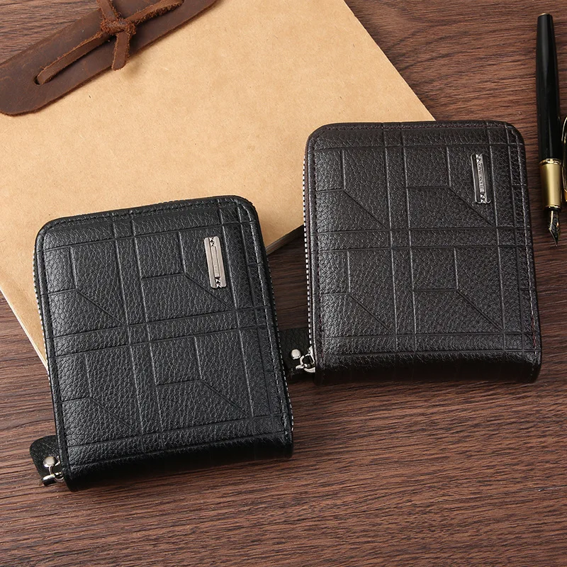 Vintage Leather Men’s Wallet Luxury Mens Purse Male Zipper Card Holders with Coin Pocket Rfid Wallets Gifts for Men Money Bag