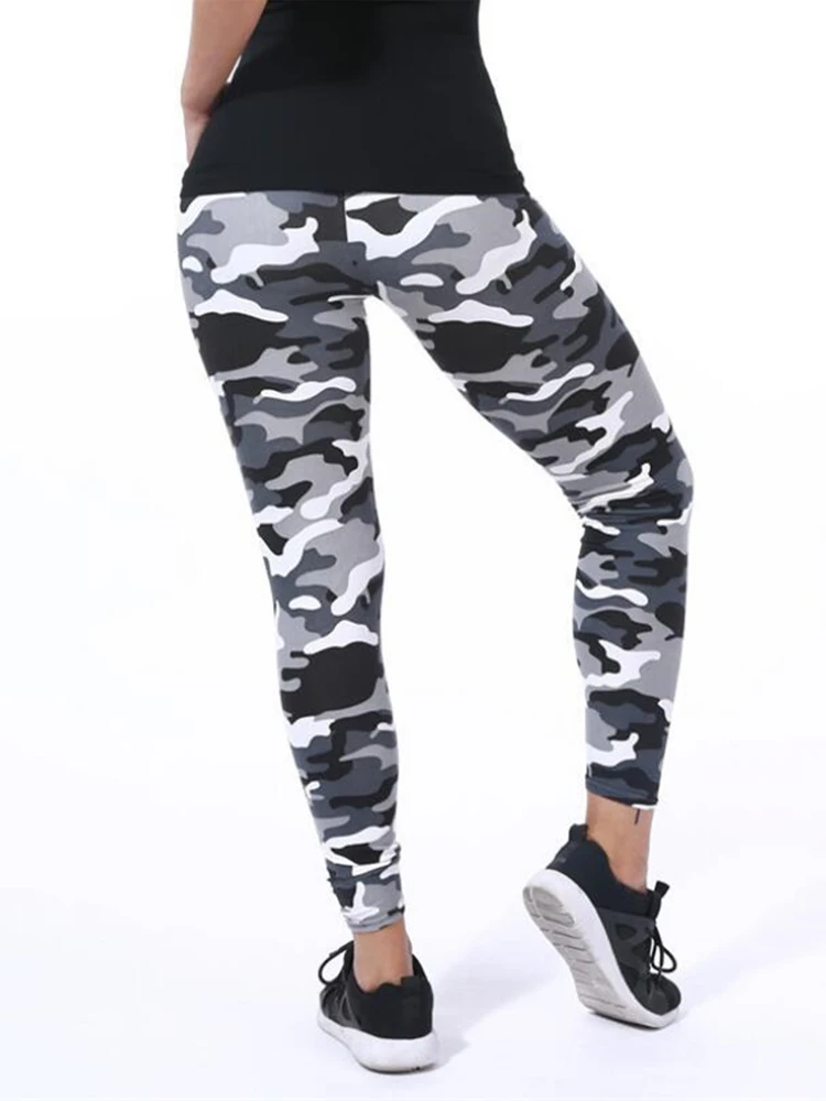 YSDNCHI 위장 여성용 레깅스 낙서 스타일 슬림 스트레치 바지 육군 녹색 레깅스 Deportes Pants K085