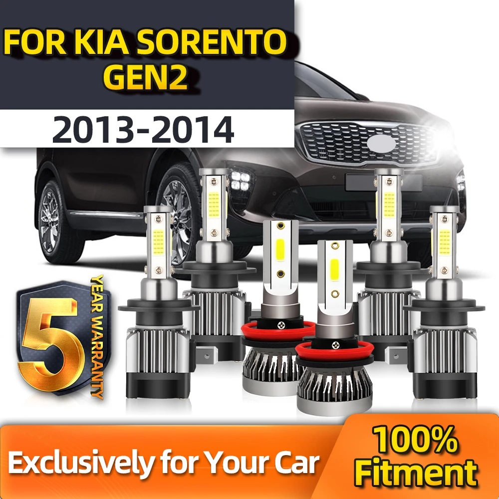 

TEENRAM LED Headlight Plug-N-Play Bulbs For Kia Sorento Gen2 High Beam H7 Low Beam H7 Fog Lamp H8 110W Turbo Year 2013 2014