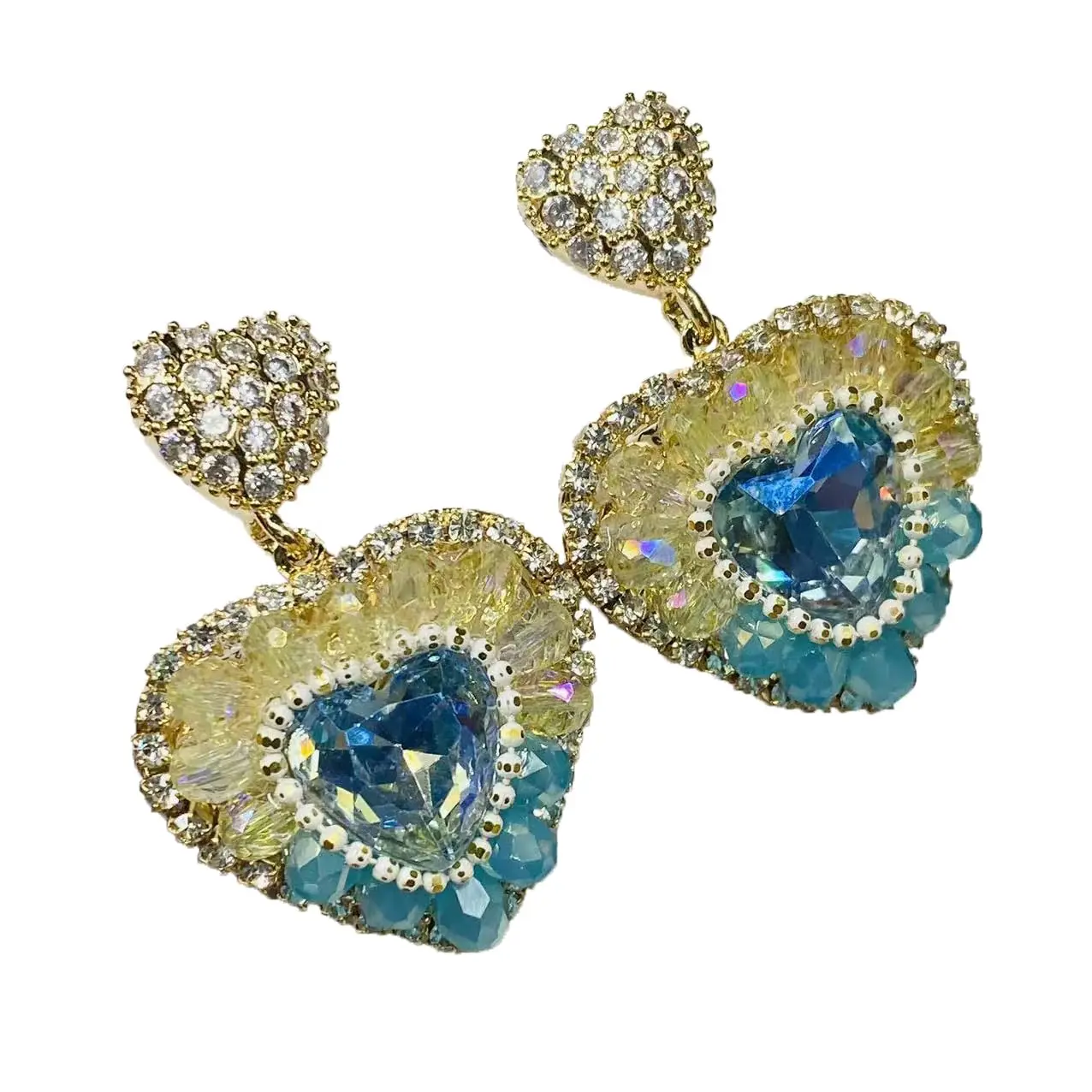 

EVACANDIS Crystal Elegant Heart Handmade Gold Plated Drop Dangle Earrings for Women Zircon S925 Sterling Silver Needle Designer