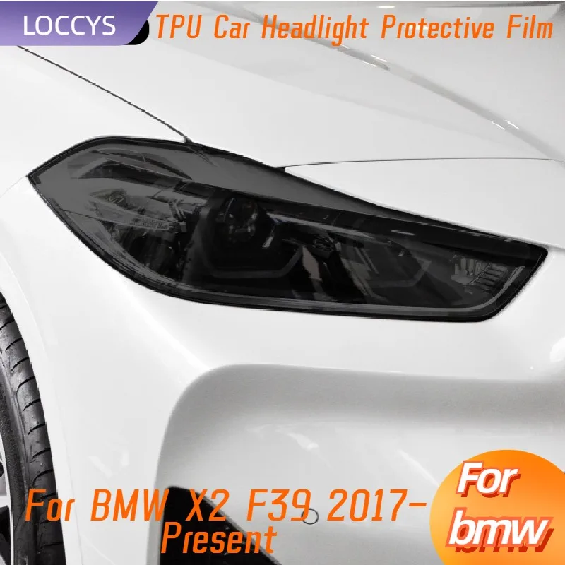 

Защитная пленка для автомобильных фар BMW X2 F39 2017 в наличии, оттенок дыма, черная, виниловая Защитная прозрачная наклейка из ТПУ, аксессуары