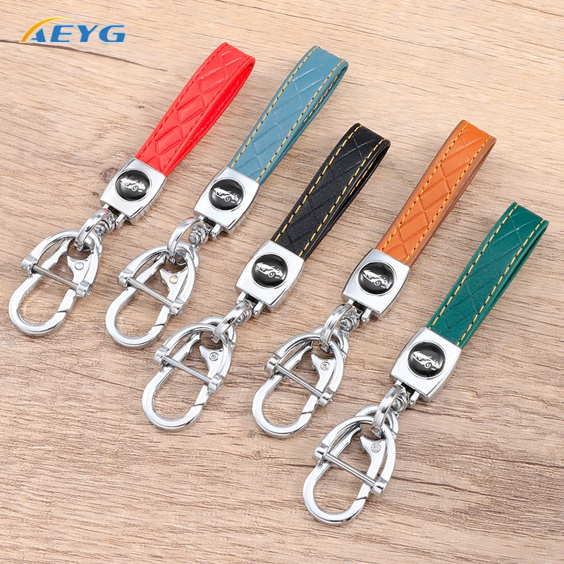 

Hand Woven Leather Car KeyChain Detachable Metal 360 Degree Rotating Horseshoe Buckle Key Chain For Men Women High Quality Gift